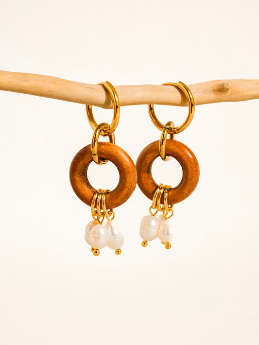 Terra & Pearl Drop Earrings