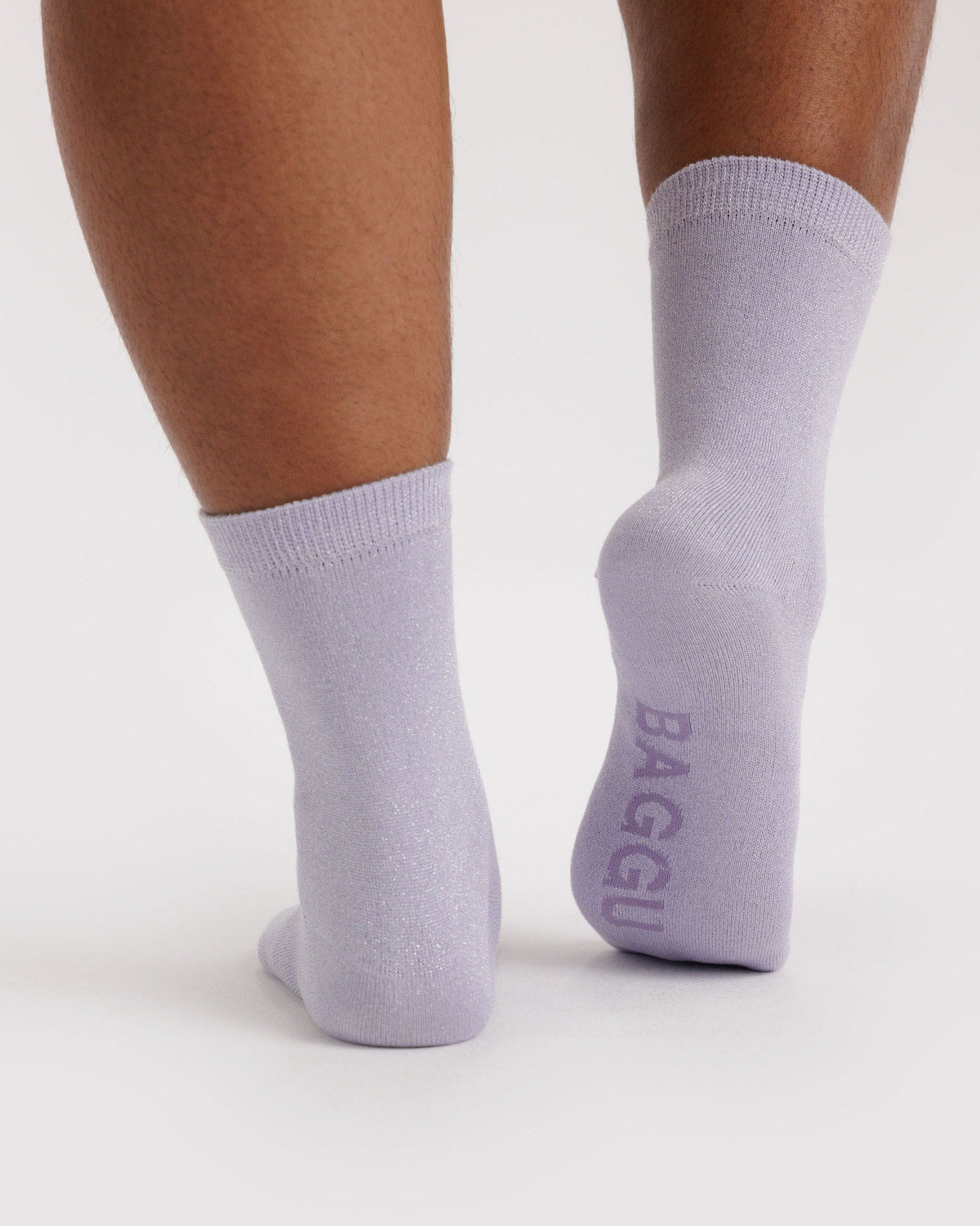 Lilac Metallic Crew Socks