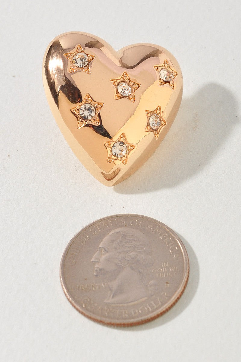 Silver Heart Sparkle Stud Earrings