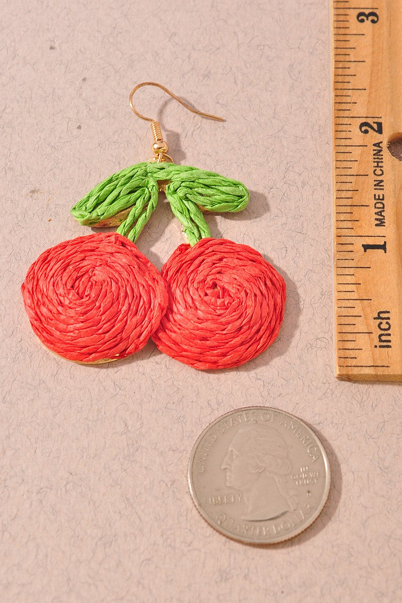 Raffia Cherry Drop Earrings
