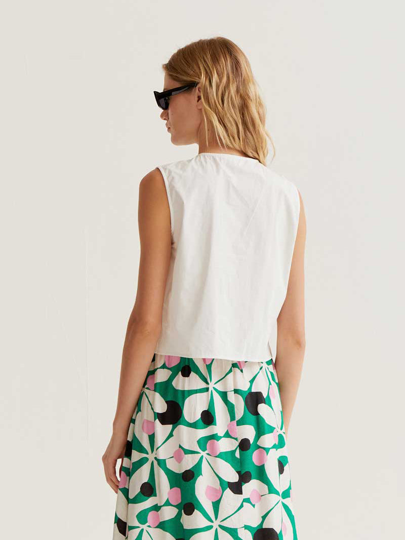 White Cotton Ruffle Top