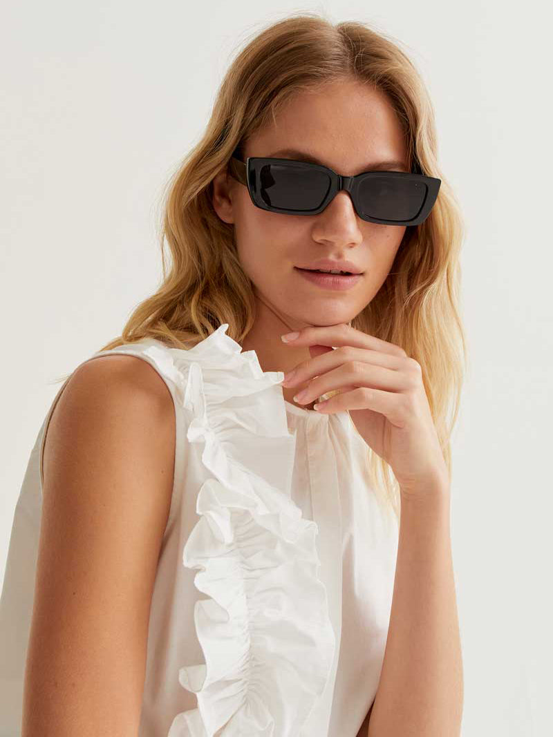 White Cotton Ruffle Top