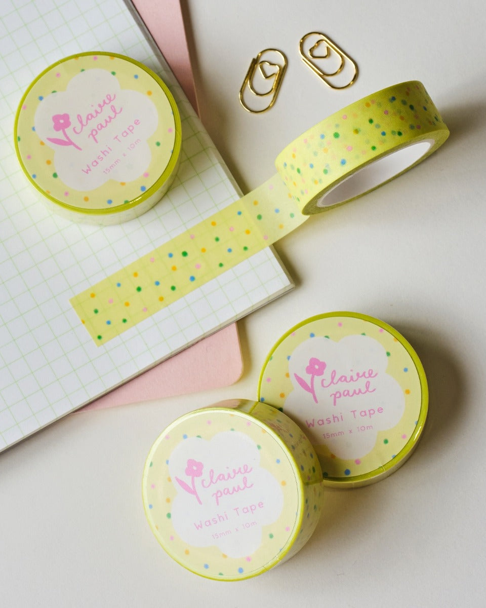 Yellow Funfetti Polka Dots Washi Tape