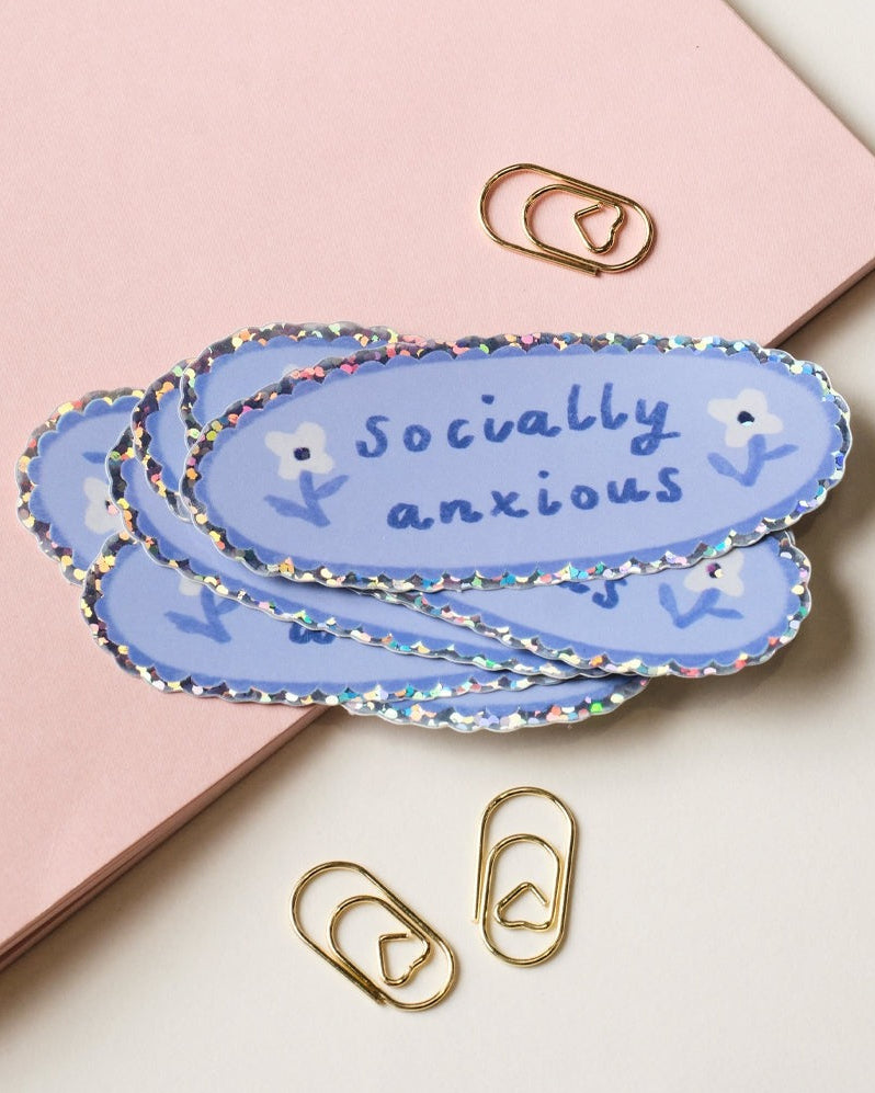 Socially Anxious Holographic Sticker