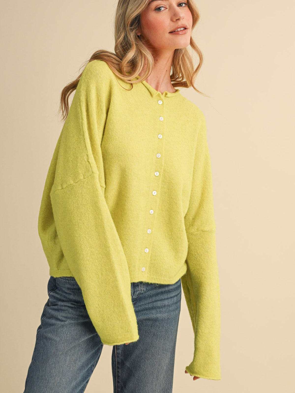 Adora Lime Green Oversized Cardigan