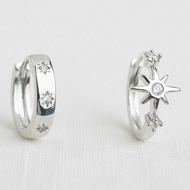 Asymmetrical Star Gemstone Earrings