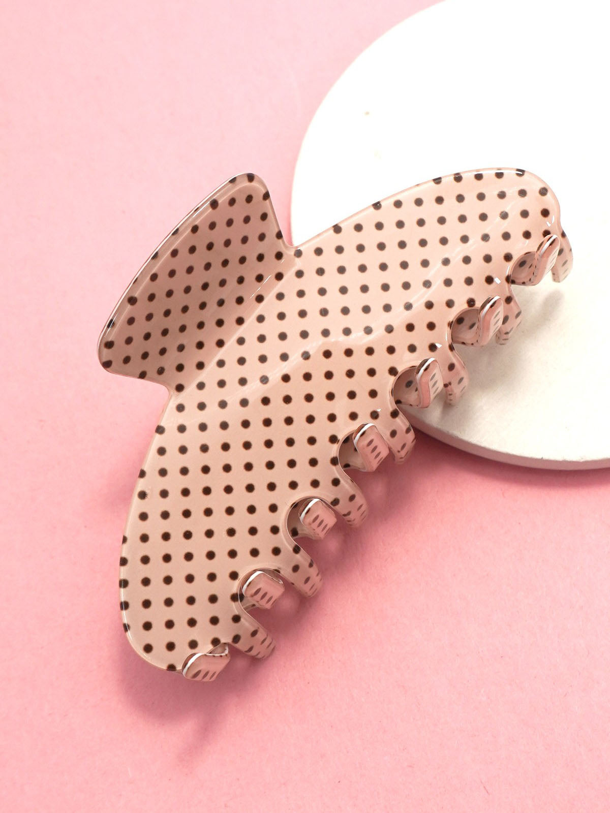 Beige Polka Dot Claw Clip