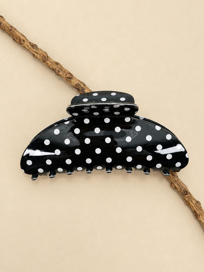 Black Polka Dot Claw Clip