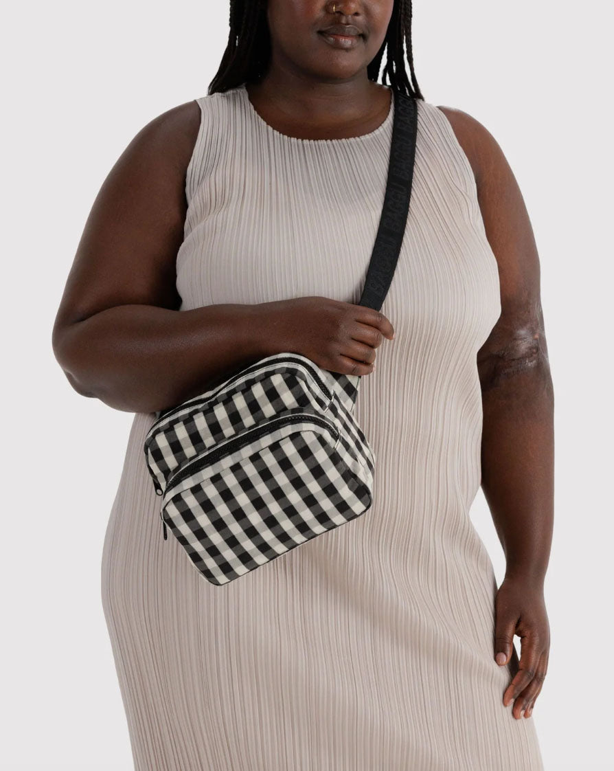 Black and Cream Gingham Fanny Pack