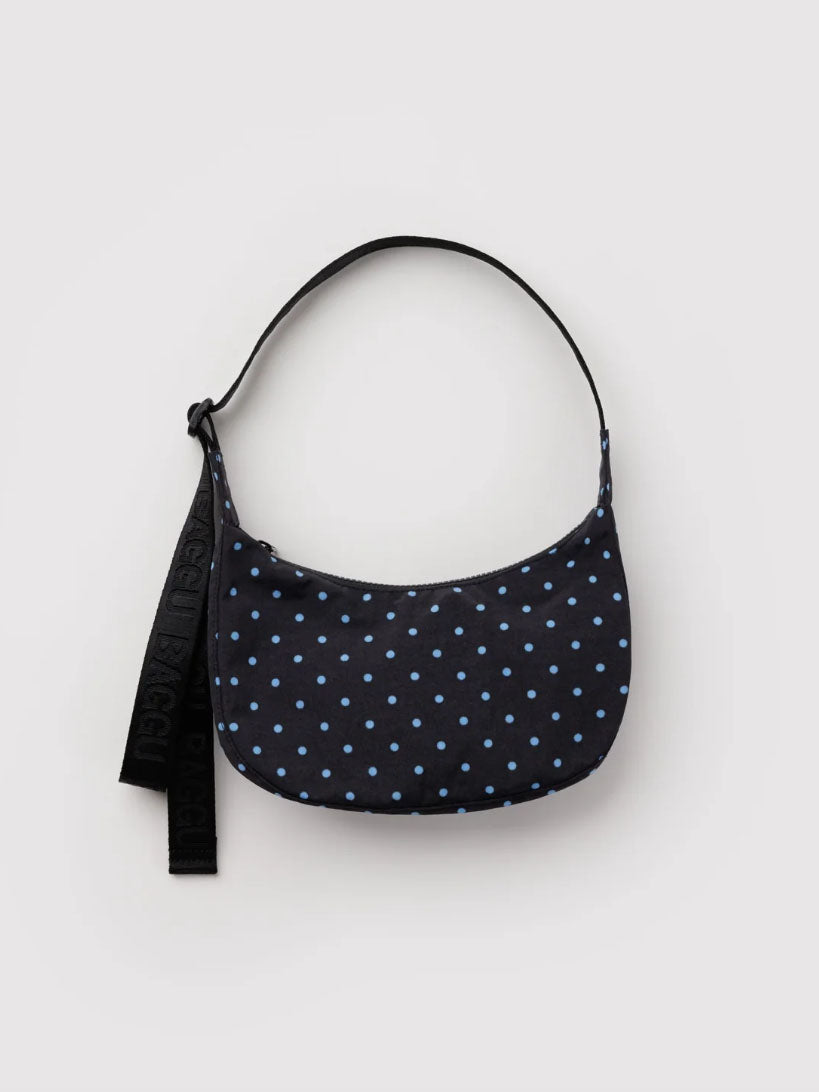 Black and Sky Blue Small Nylon Crescent Bag