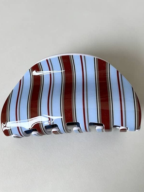 Blue Brown Striped Claw Clip