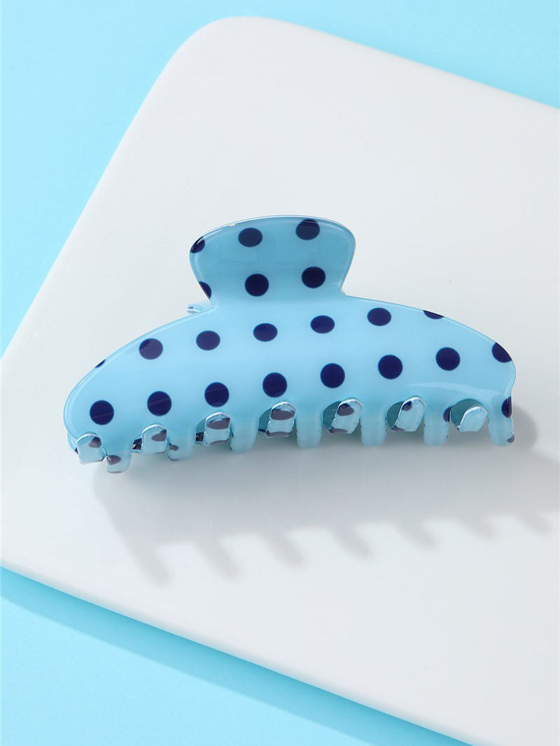 Blue Glossy Polka Dot Claw Clip