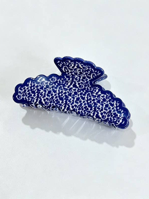Blue Marble Leaf Claw Clip