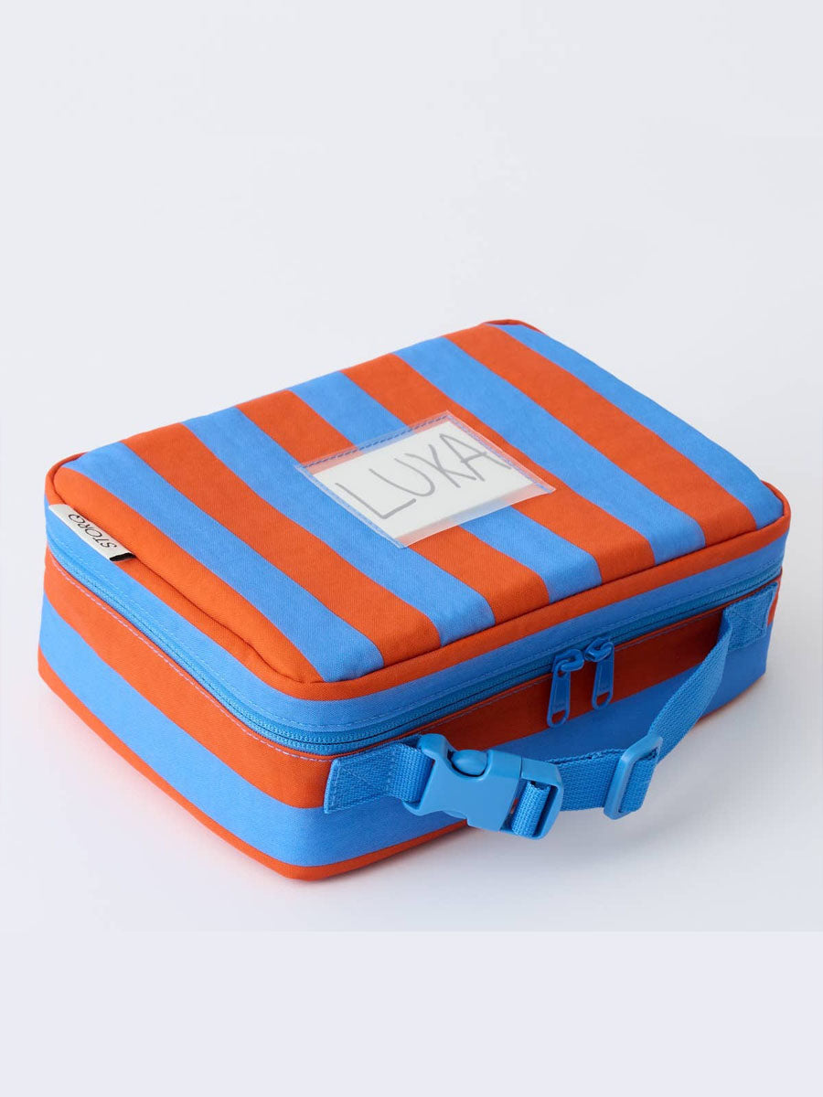 Blue and Rust Stripe Cool Kid Lunch Box