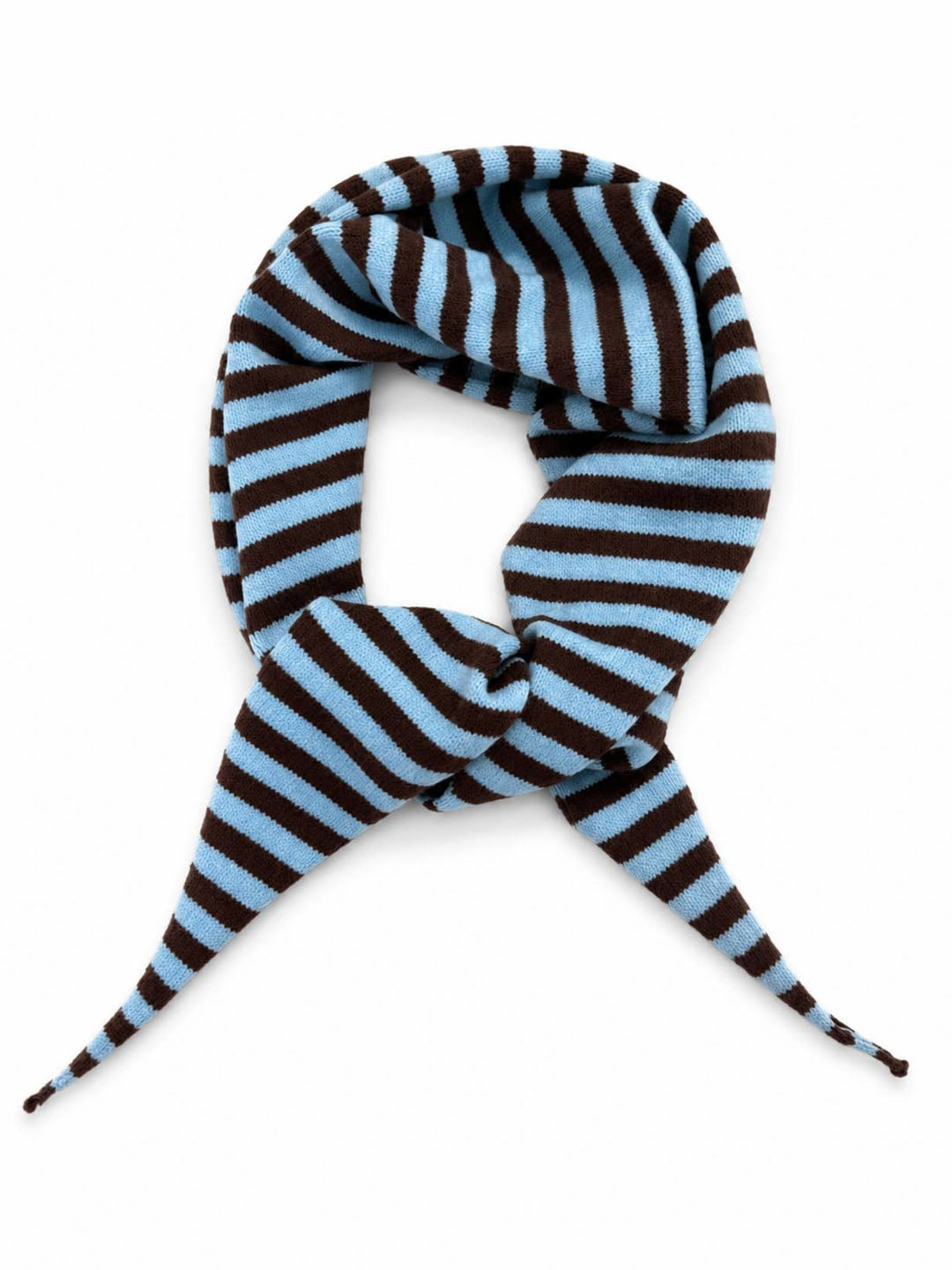 Brown and Blue Stripe Slim Knit Scarf
