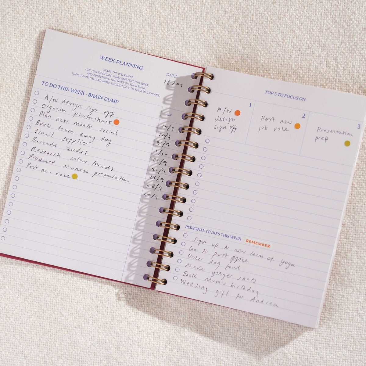 Burgundy A5 Daily Hardcover Planner