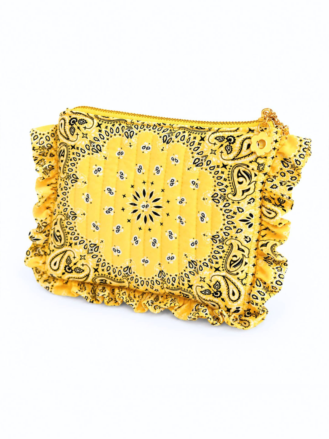Butter Yellow Bandana Ruffle Pouch