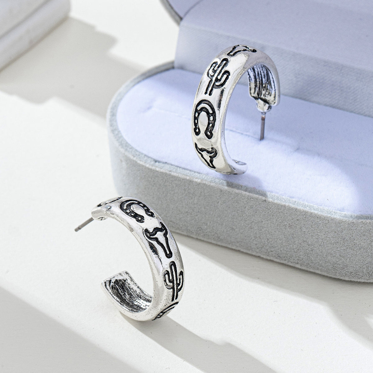 Cowgirl Silver Hoop Earrings