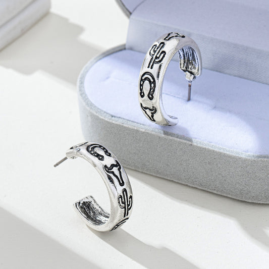 Cowgirl Silver Hoop Earrings