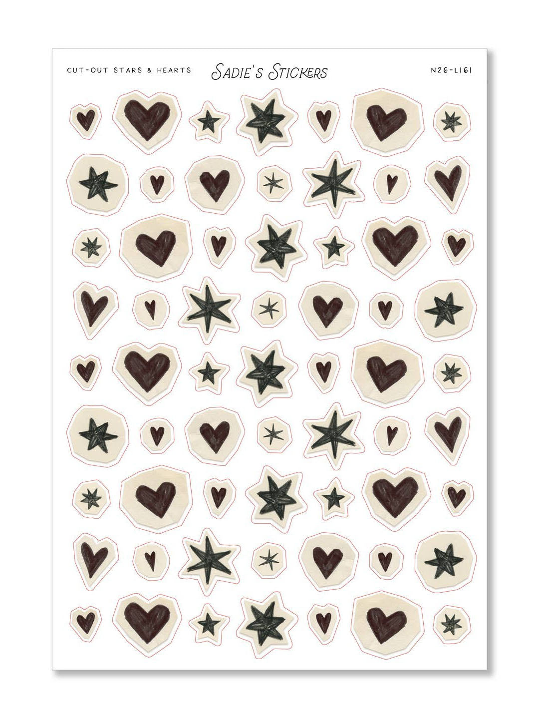 Cut-Out Stars and Hearts Scraps and Snipping Sticker Sheet