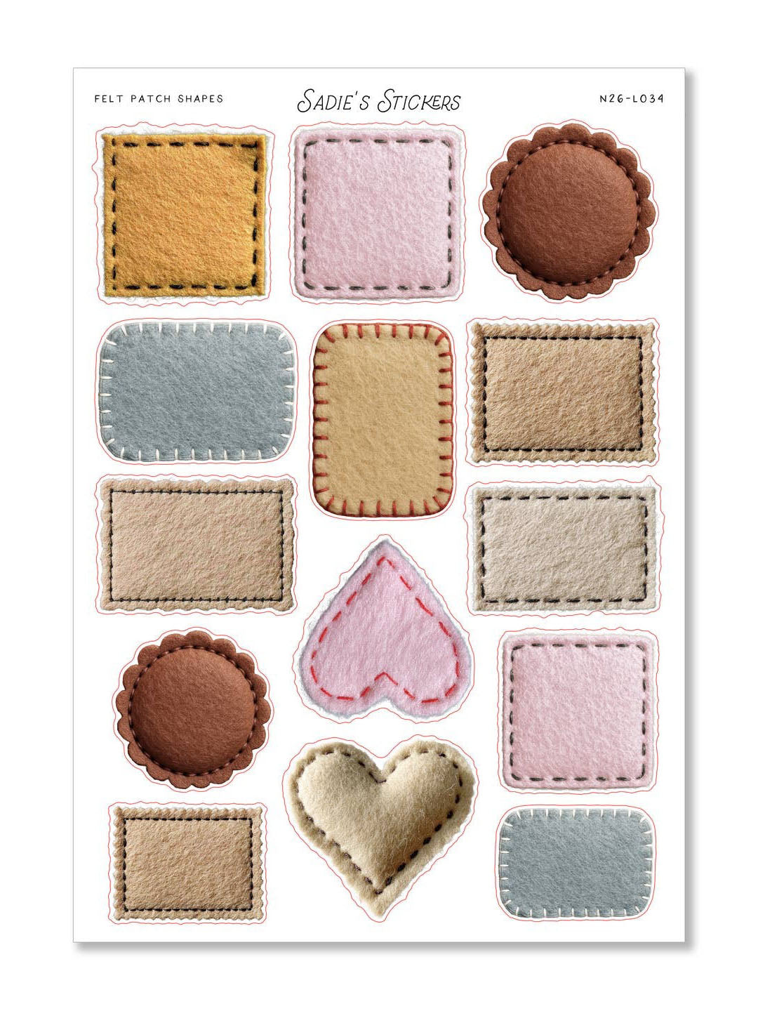 Felt Patch Shapes - Scraps & Snippings Sticker Sheet