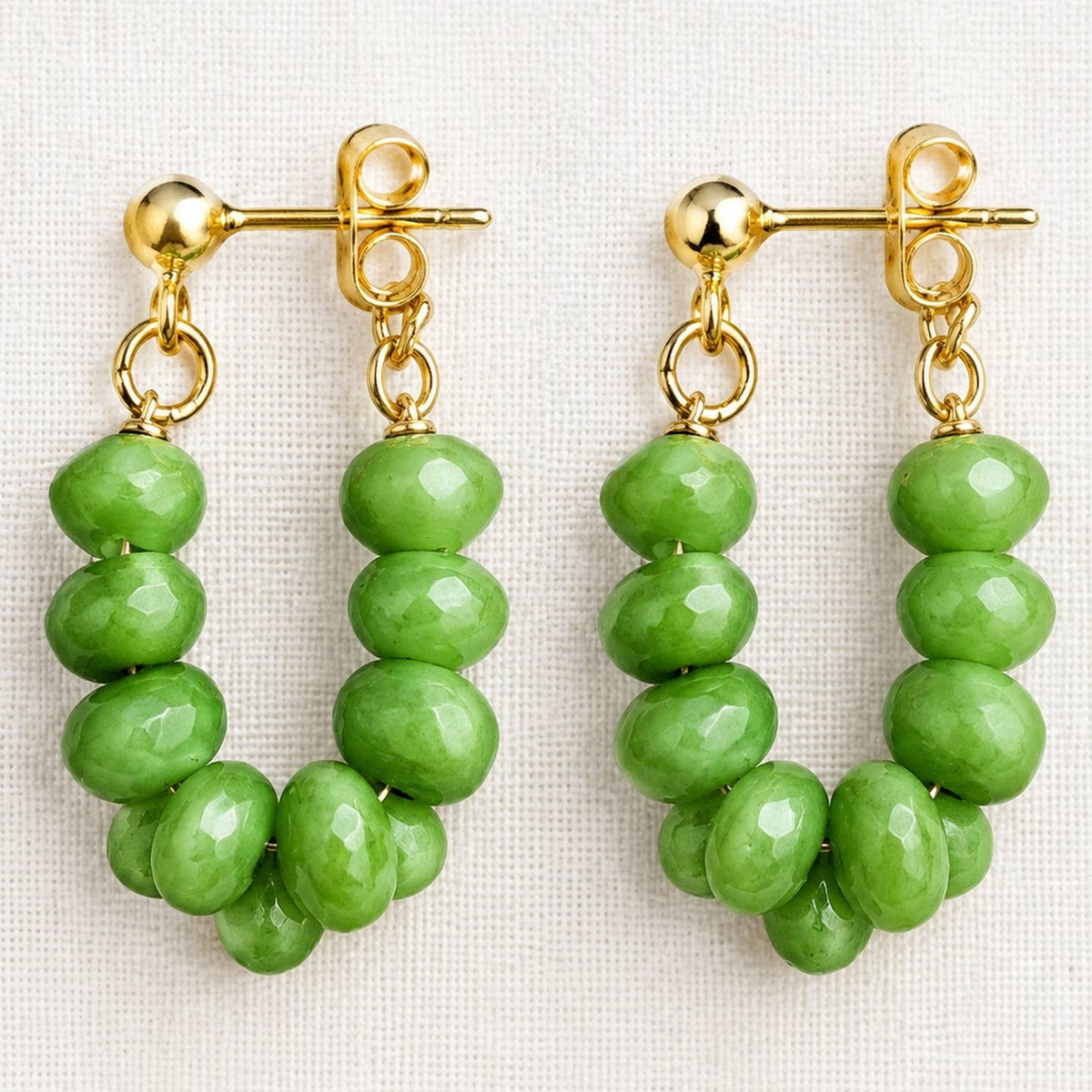 Green Bead Drop Earrings