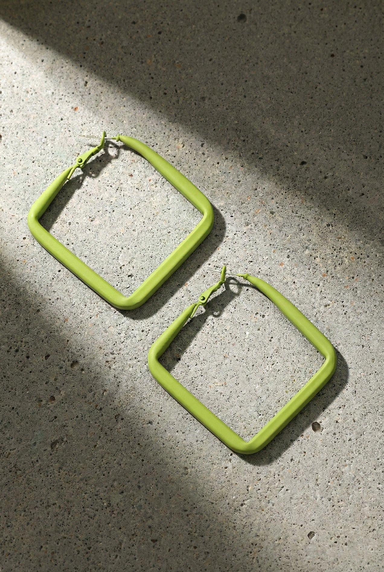 Green Square Hoop Earrings