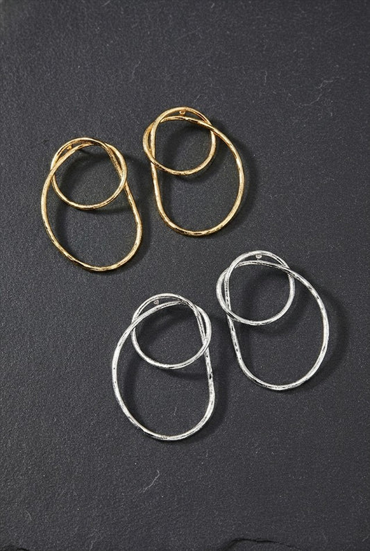 Silver Hammered Wire Hoop Earrings