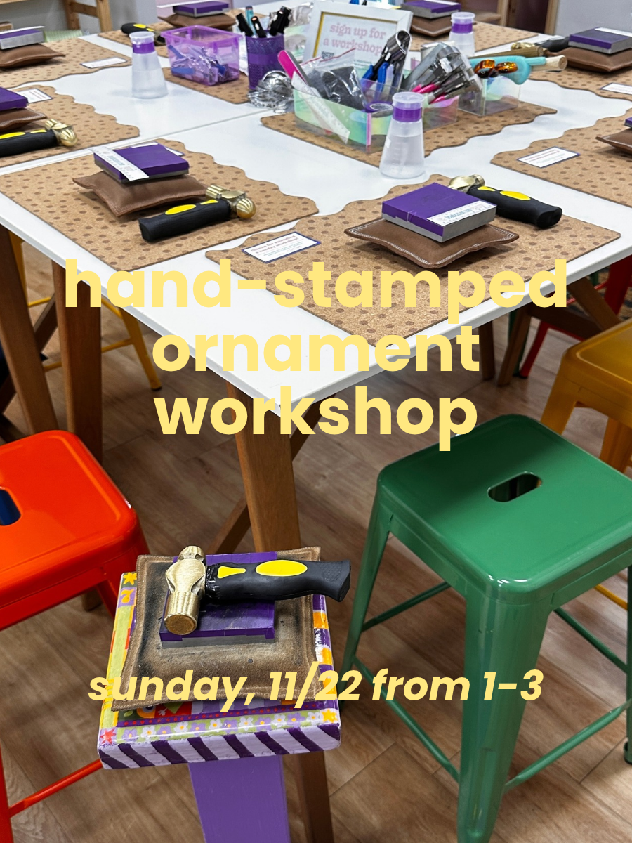 Hand-Stamped Ornament Workshop—Sunday, 11/22 from 1–3p
