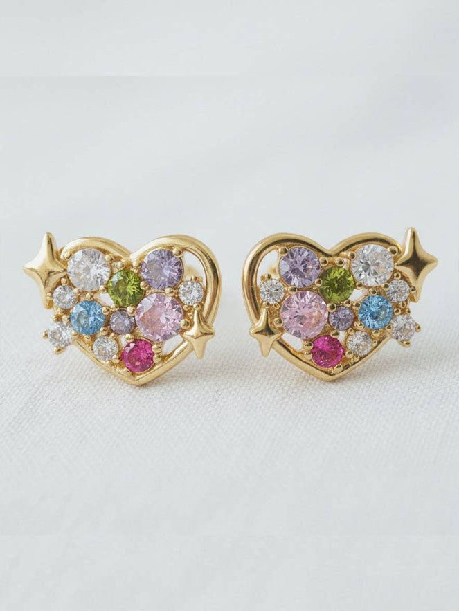 Heart Star Gemstone Earrings