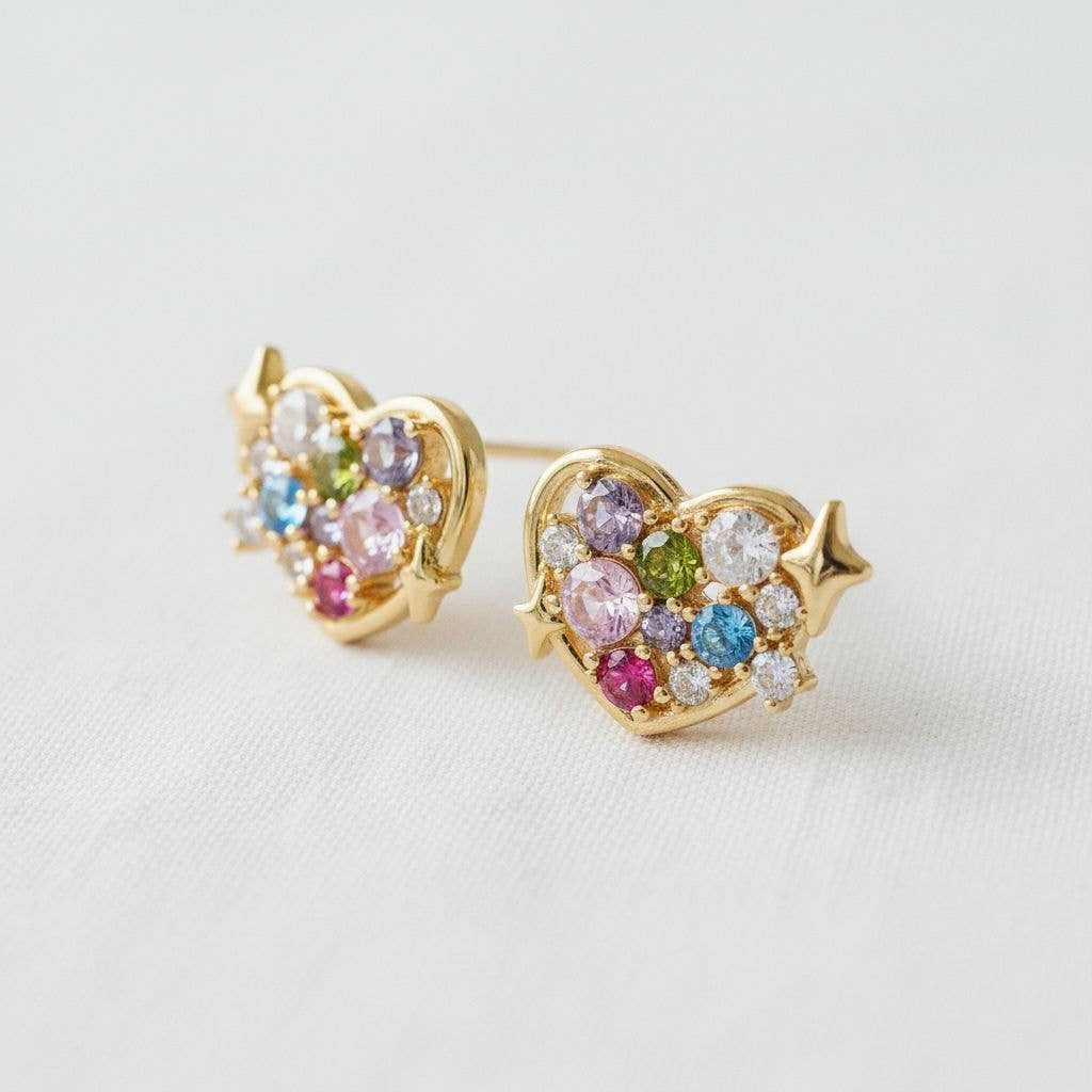 Heart Star Gemstone Earrings