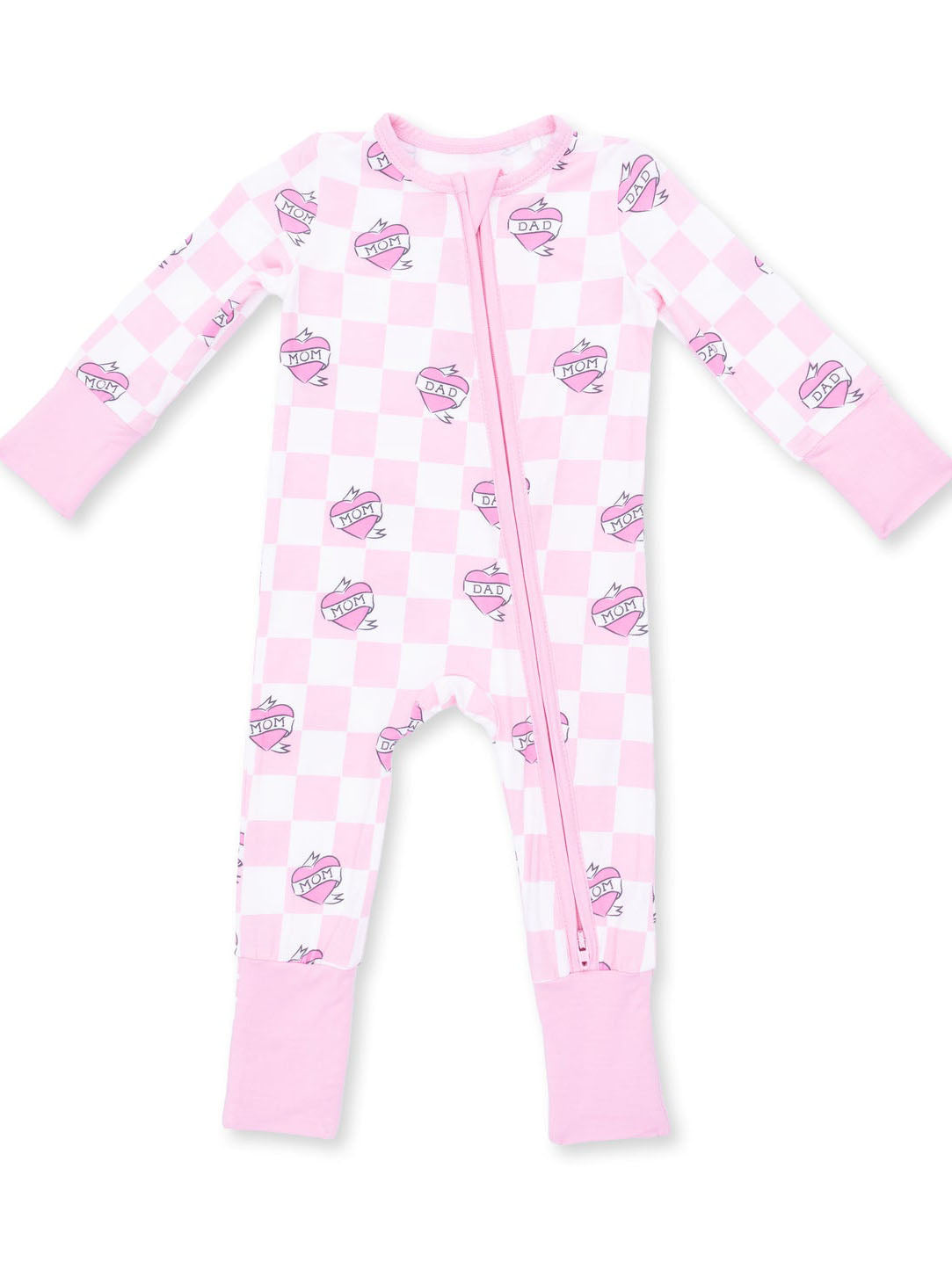 Heart Tattoo Check Pink Convertible Romper