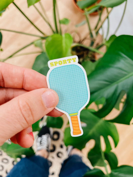 Sporty Pickleball Paddle Sticker