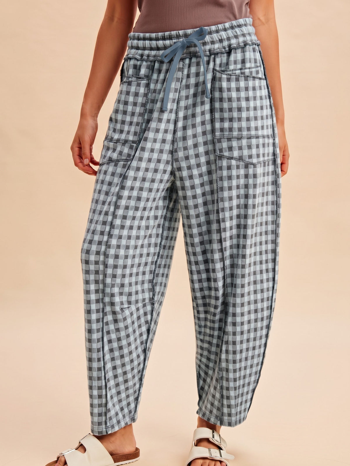Jaz Gingham Barrel Pants