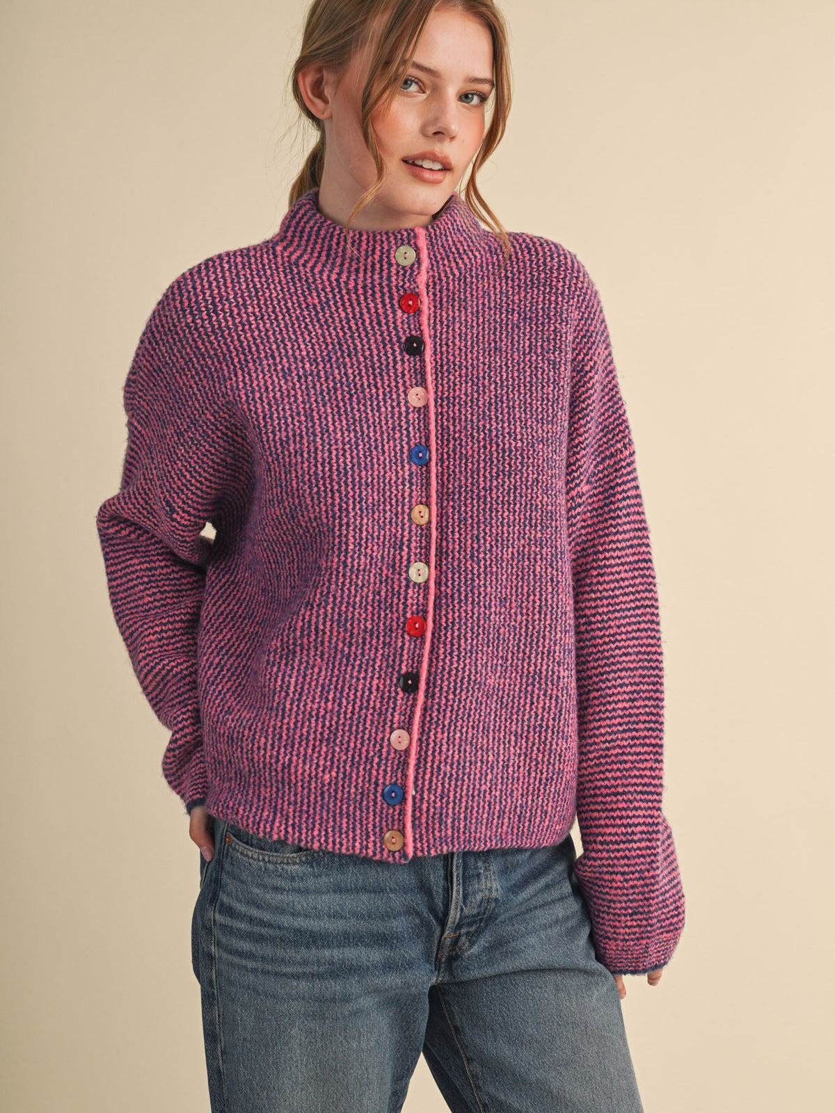 Lee Colorful Button Cardigan