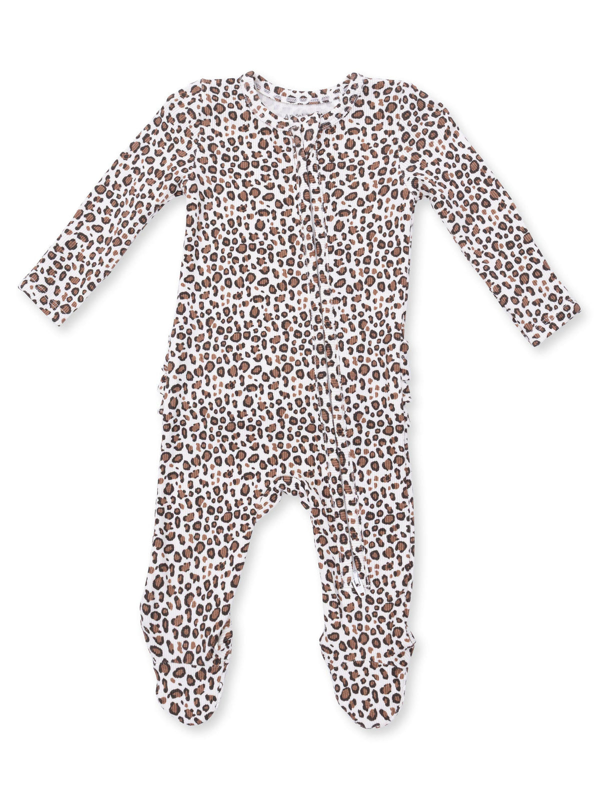 Leopard Rib Zipper Footie