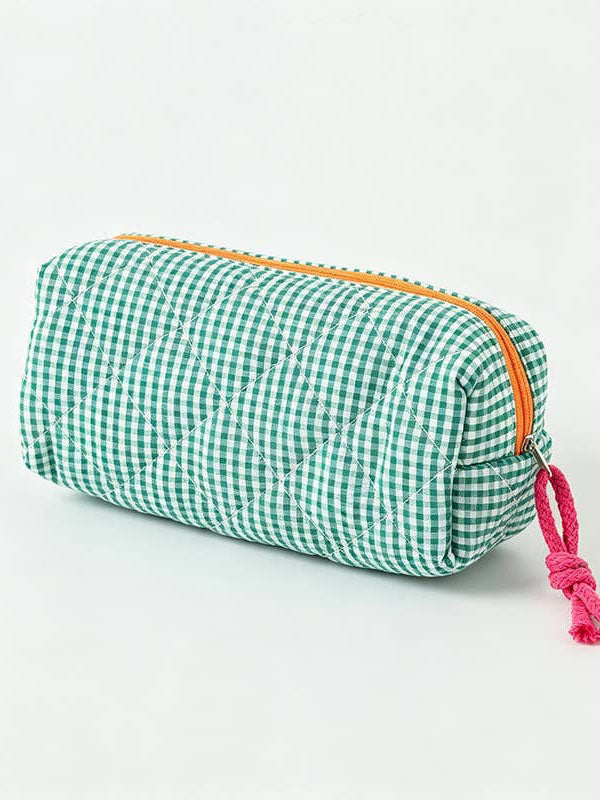Mint Green Quilted Pencil Pouch