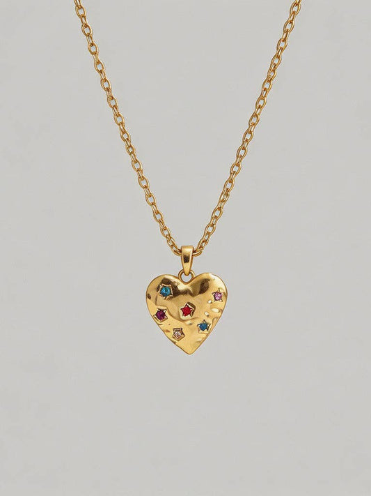 Multicolor Heart Pendant Necklace