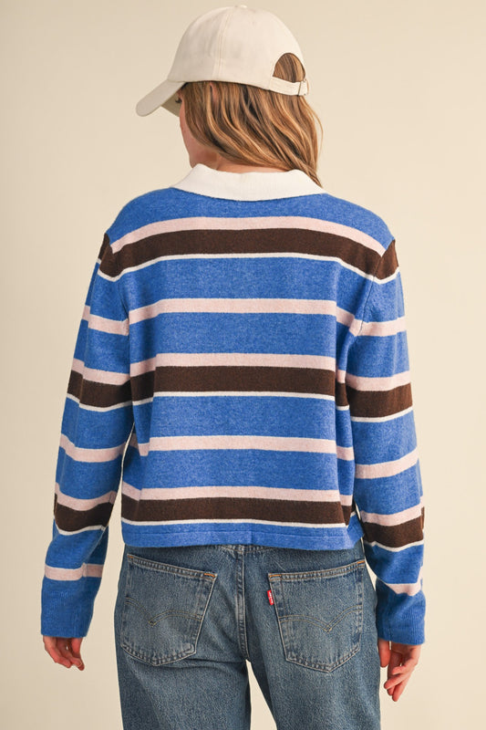 Nati Pink Blue Stripe Sweater