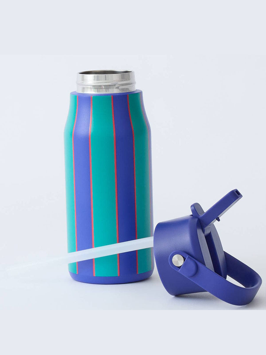 Navy and Green Stripe Cool Kid Water Bottle