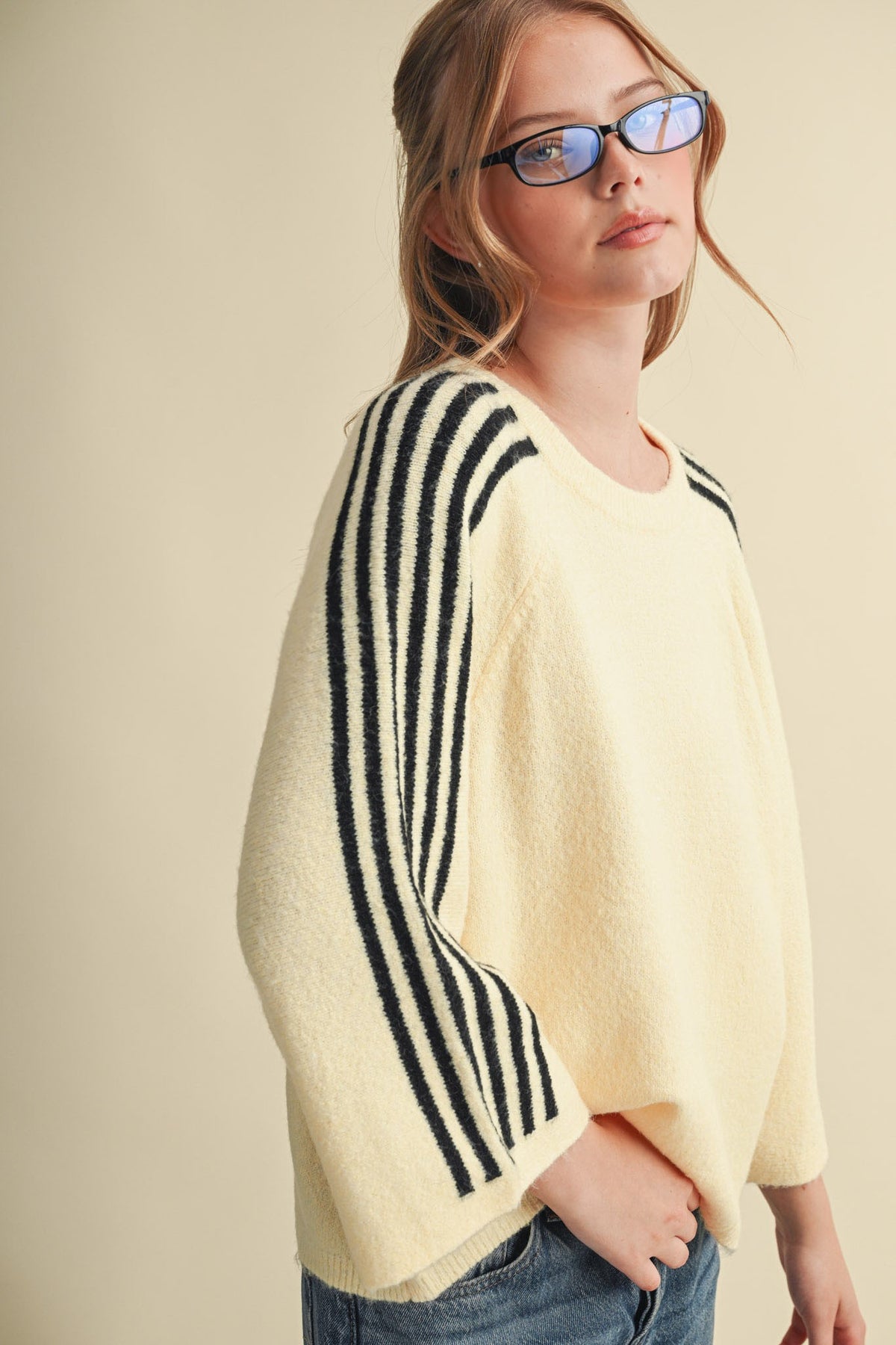 Nina Striped Butter Yellow Top