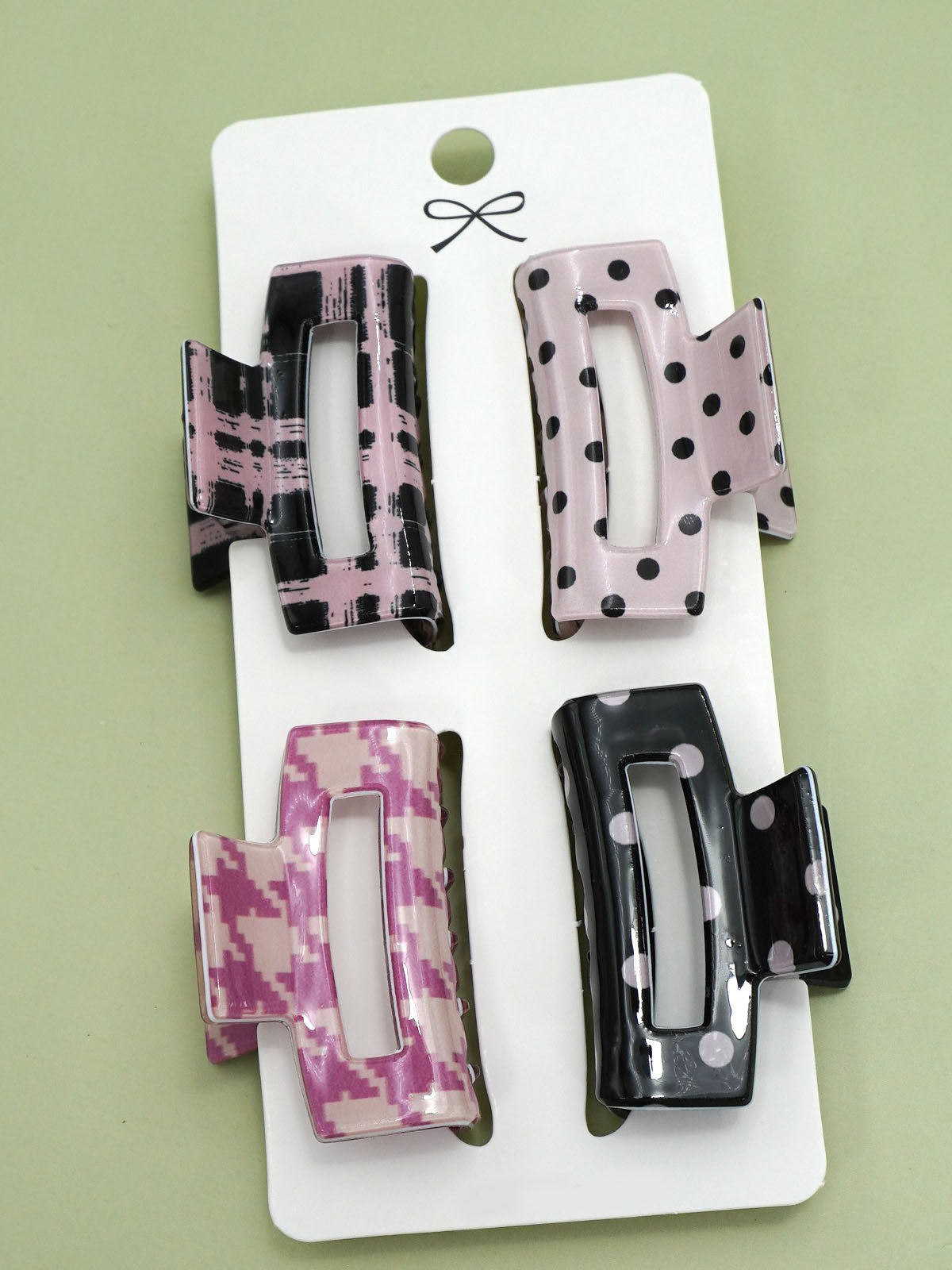 Pink Pattern Hair Claw Clip Set