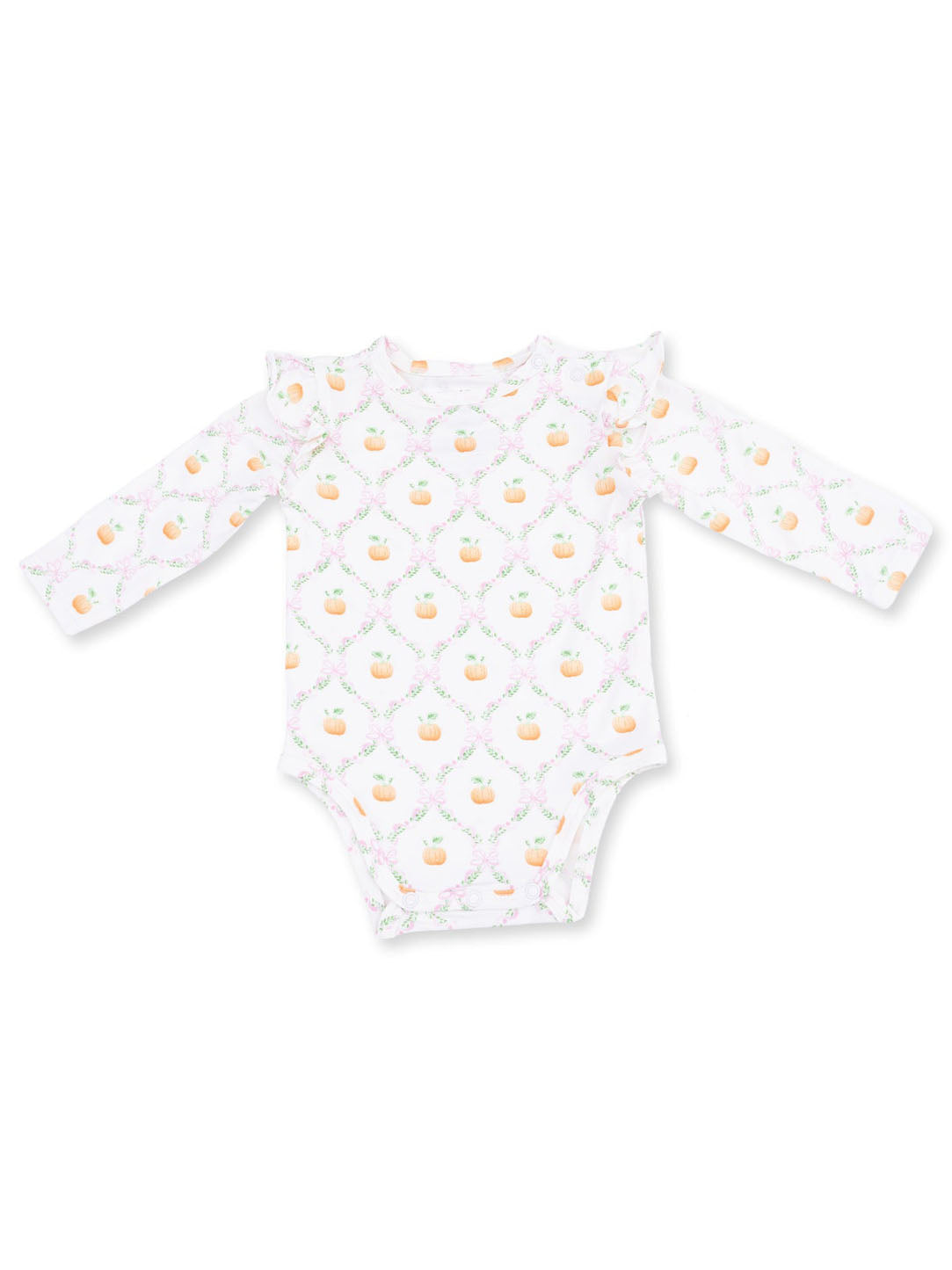 Pretty Pumpkin Trellis Ruffle Bodysuit