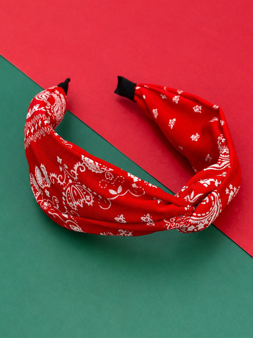 Red Paisley Bandana Knotted Headband