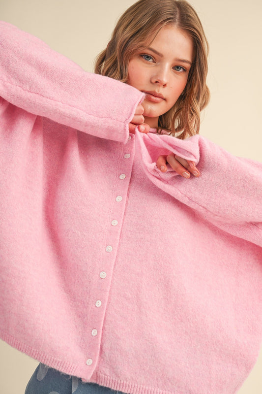 Rylie Pink Oversized Cardigan