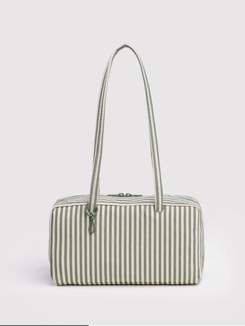 Sage Stripe Nylon Bowler Bag