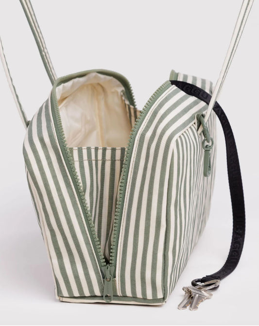 Sage Stripe Nylon Bowler Bag