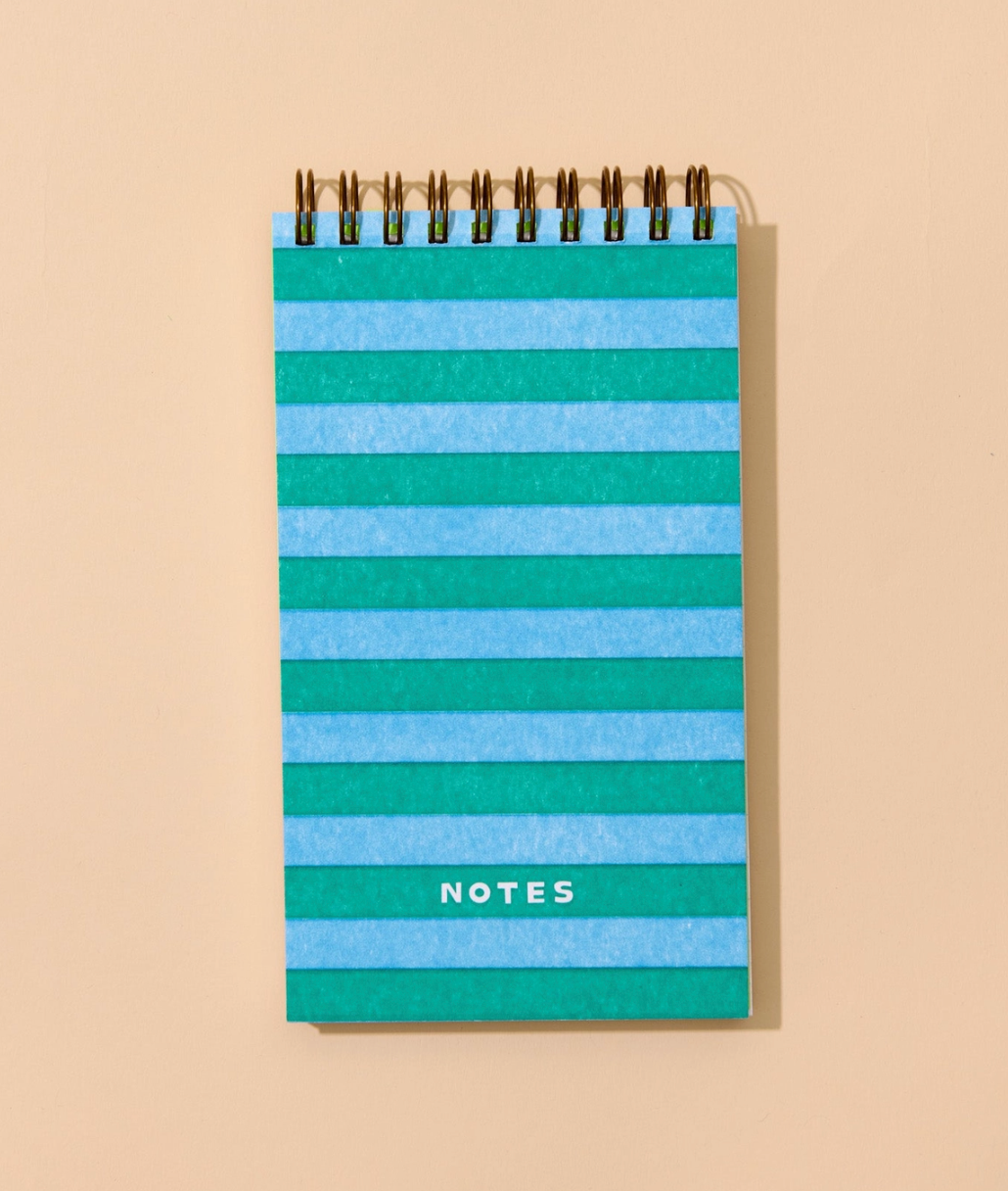 Blue/Green Stripe Letterpress Spiral Pocket Notebook