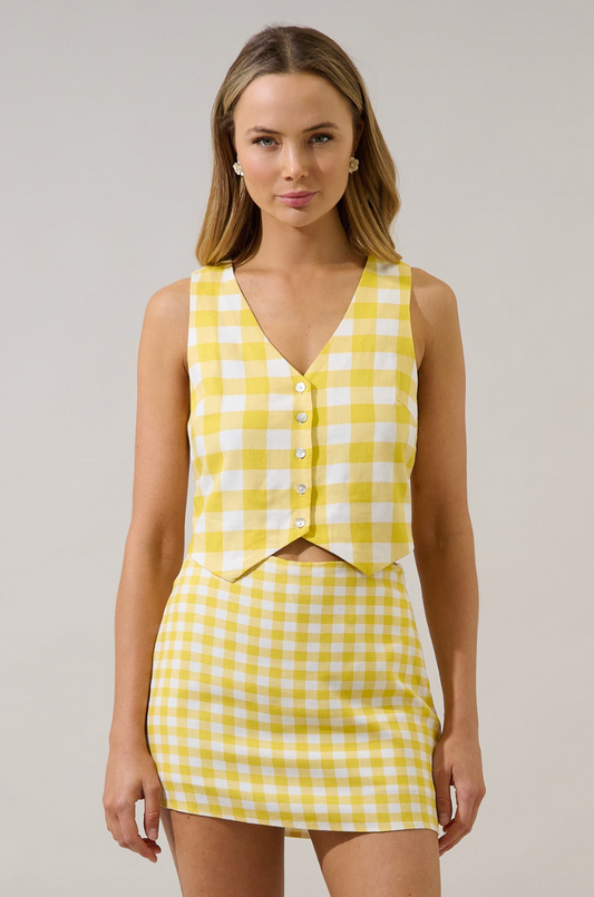 Sunny Cropped Vest Gingham