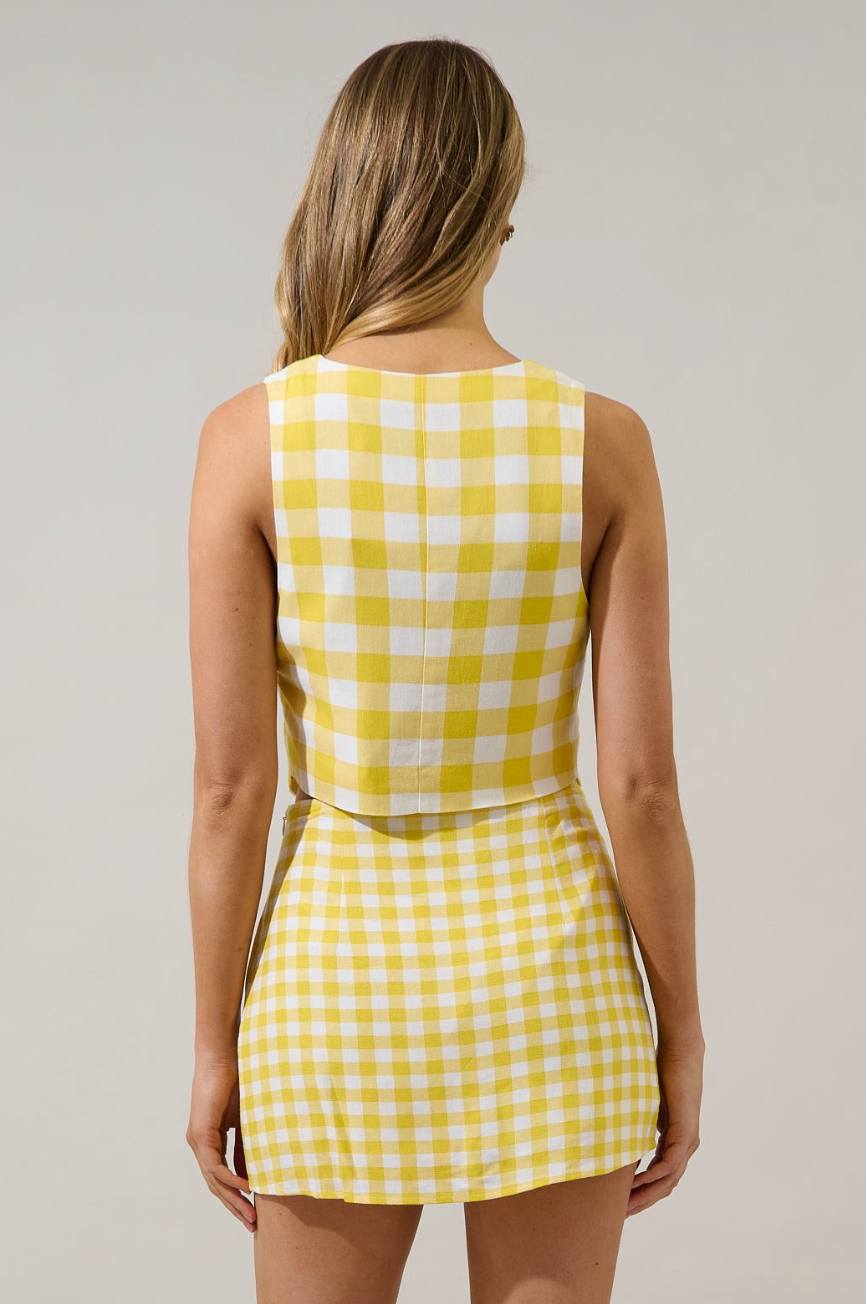 Sunny Cropped Vest Gingham